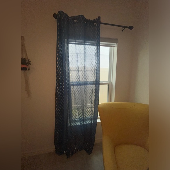 Navy blue and silver curtains set of 2 panels - Picture 1 of 3